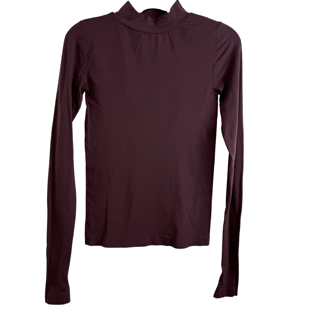 Free‎ People Intimately Mock Neck Top Size M Plum Purple Seamless Layering Chic